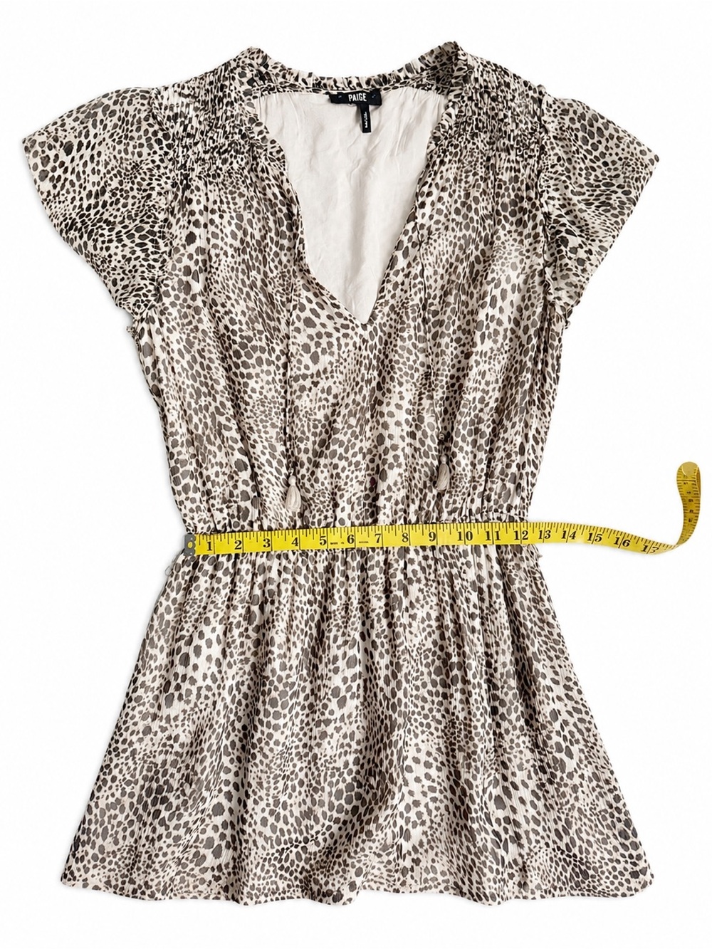 Paige 100% Silk Leopard Print Maxi Dress Boho Ruffle Designer Midi Dress Size 6 - Picture 5 of 8